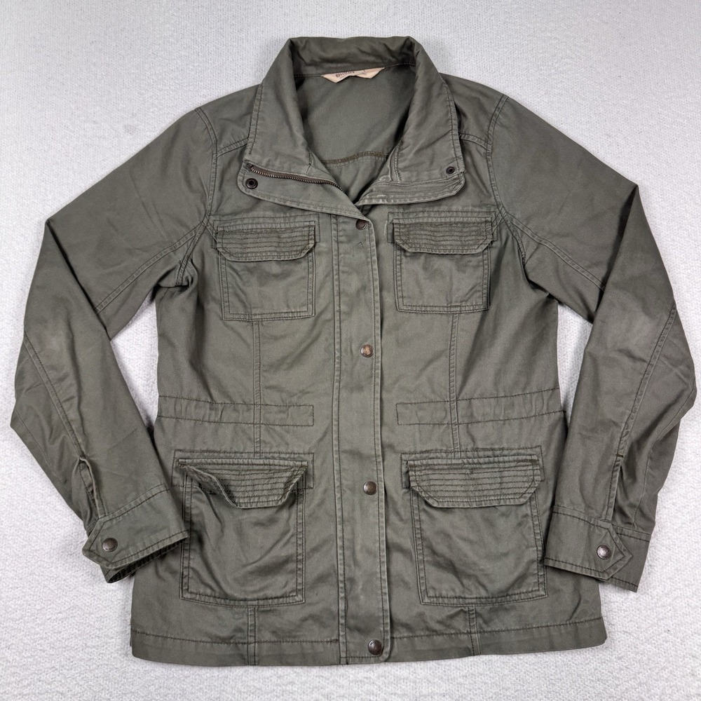 Hollister Jacket Women's L Green Military‎ Utility Pockets Full Zip Snap Grunge